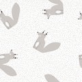 Seamless pattern with cartoon squirrels, decoration elements. Forest, vector flat Scandinavian style. animal and nature theme. han Royalty Free Stock Photo